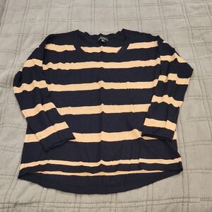 Willi Smith Striped Crew Neck Sweater - Dark Blue and Light Beige Size M!